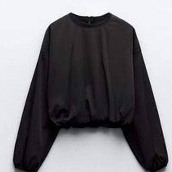 Zara Tops - Zara Slightly Cropped Black Shirt -Size XL